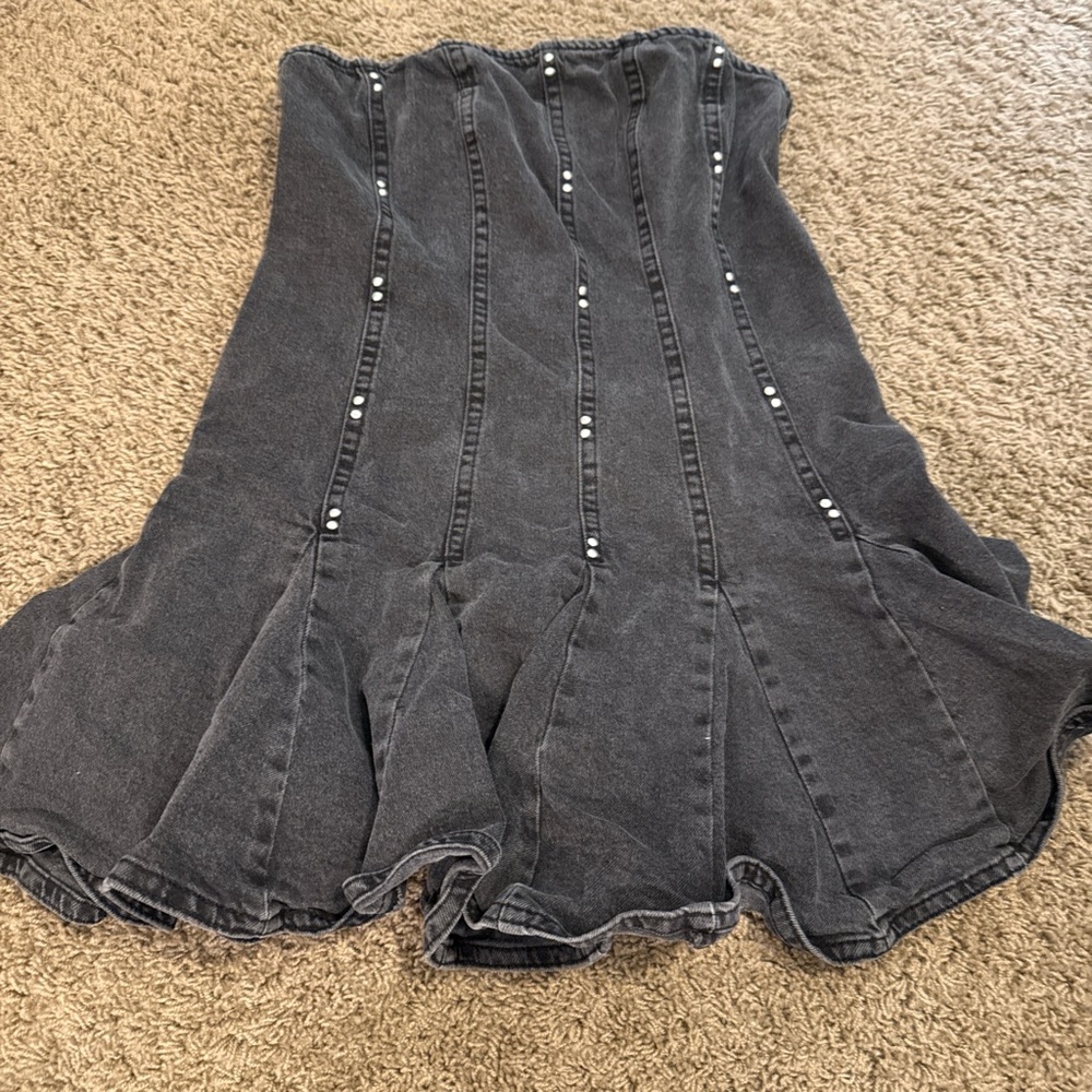 Gray Denim dress with silver Accents